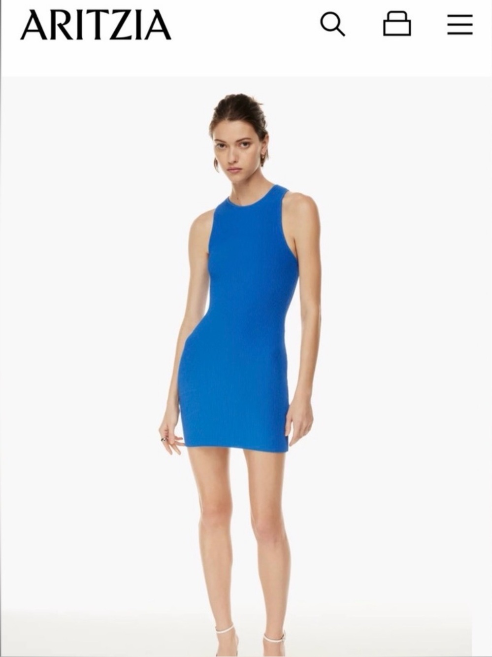 Aritzia Babaton Bright BlueSculpt Knit Racer Mini Dress - Size XS